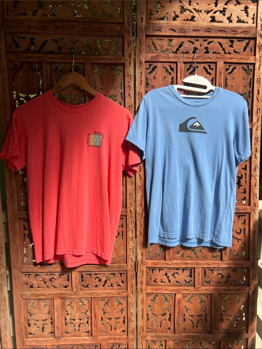 Billabong & Quiksilver Bundle Blue Logo Tee with Red Graphic Tee Duo